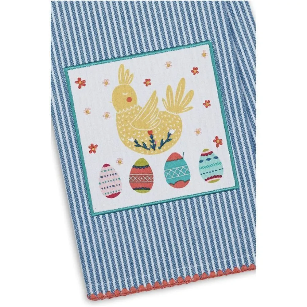 Design Imports Set of 3 Easter Folk Art Design Towels Cotton 18 x 28 Striped - Picture 6 of 6